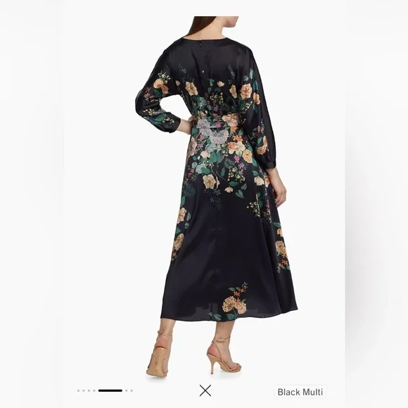 Teri Jon Floral Maxi Dress with Sleeves Size 10 - Picture 5 of 8